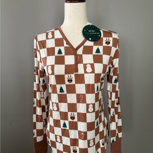 Little Sleepies Brown and White Reindeer Shirt